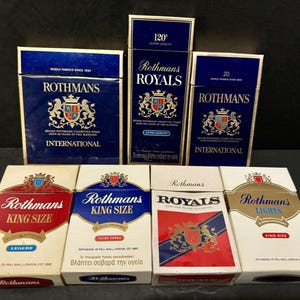 Vintage ROTHMANS Cigarettes (lot of 7), Empty Packets for Collection
