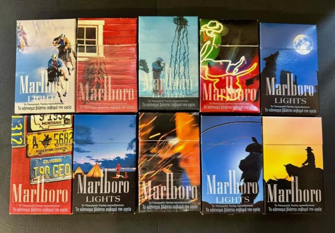 vintage marlboro cigarette pack Vintage MARLBORO Cigarettes Lot of 10 Empty Packets for Collection