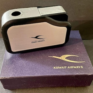 Vintage KUWAIT AIRWAYS Advertising Lighter by Hudson 70s Unused In Original Case