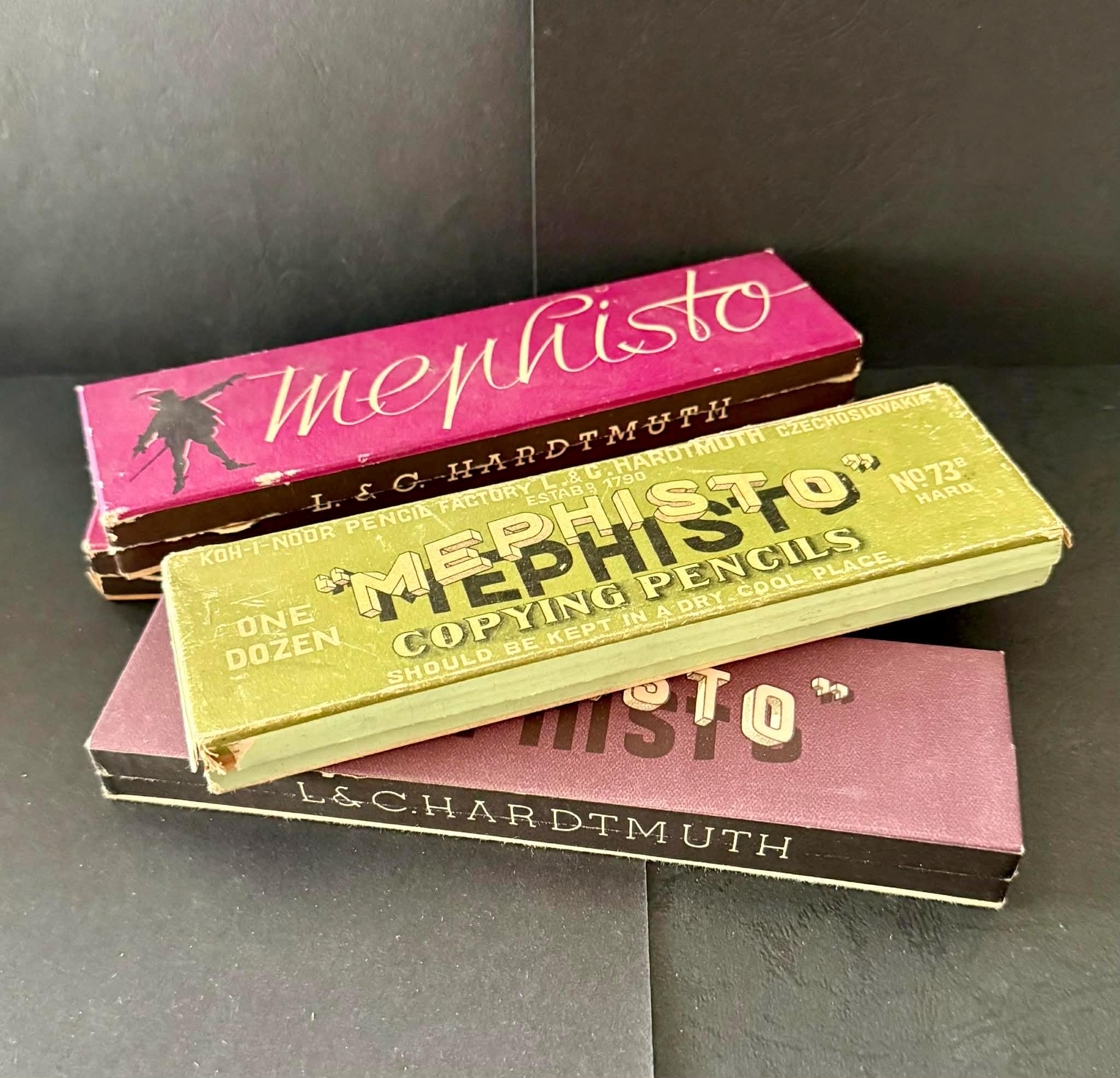 Vintage KOH-I-NOOR Hardtmuth MEPHISTO Lot of 45 Pencils in 4 Original Boxes, Czech Rep. Unused
