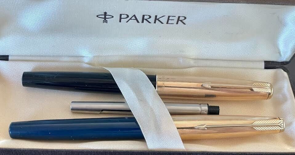 Vintage PARKER 51 Lot of 2 Fountain Pen Gold 12 Ct Made in UK and USA ...