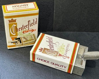 Vintage CHESTERFIELD Cigarette Tin Pocket Ashtray, 80’s Made in Hong Kong  (NOS)