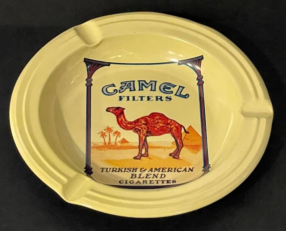 camel cigarette ashtrays Vintage CAMEL Cigarette Tin Ashtray, From Greece 80's-90's New Old Stock