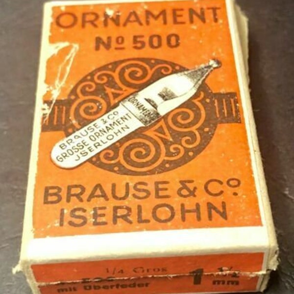 Vintage BRAUSE & Co JSERLOHN, Pen Nibs box (nibs No 500), Germany (NOS)