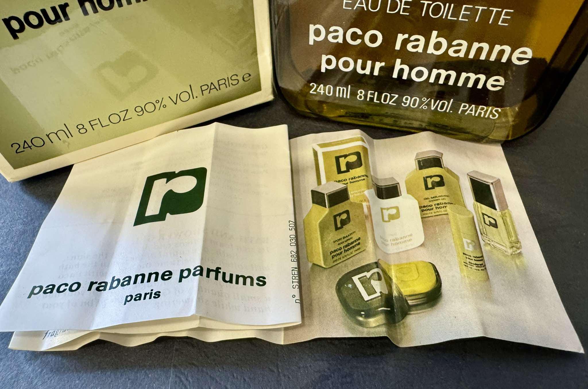 Vintage Eau De Toilette PACO RABANNE, 240ml Splash, Old Formula