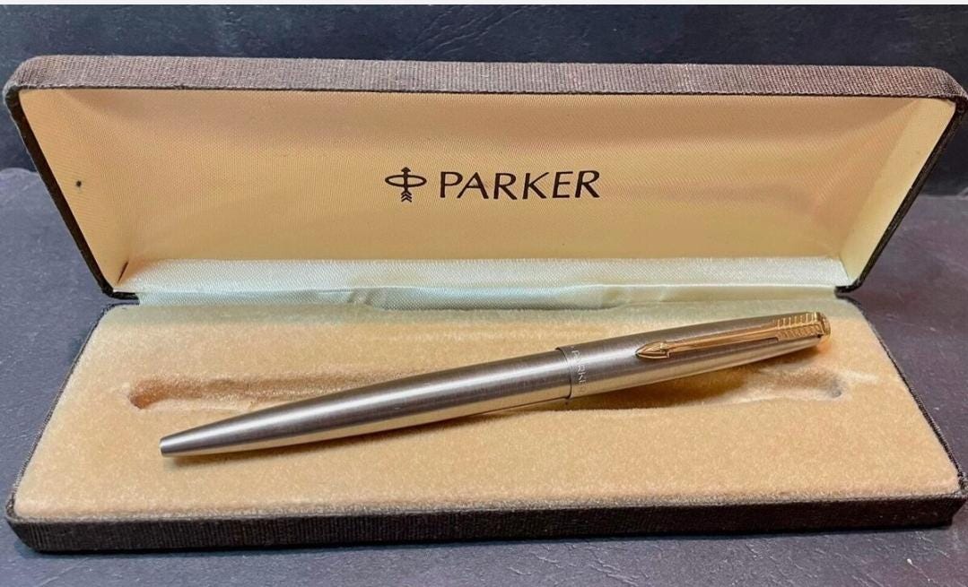 Parker 45 Convertible 万年筆 ゴールド Vintage PARKER 45 Ballpoint Pen Chrome Goldtone Cap and Clip