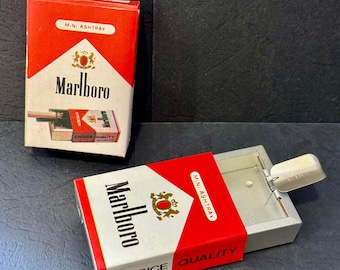 Vintage MARLBORO Zigarettendose Taschenaschenbecher, 80er Jahre Made in Hong Kong (NOS)