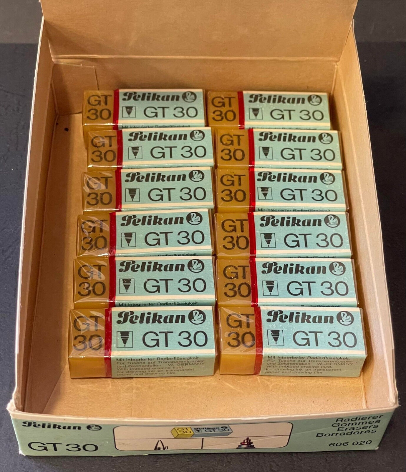 Vintage PELIKAN GT30 Eraser (lot of 12), Made in W.germany in 