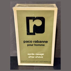 après-rasage vintage PACO RABANNE, 125 ml-4,2 fl oz, ancienne formule, scellé RARE