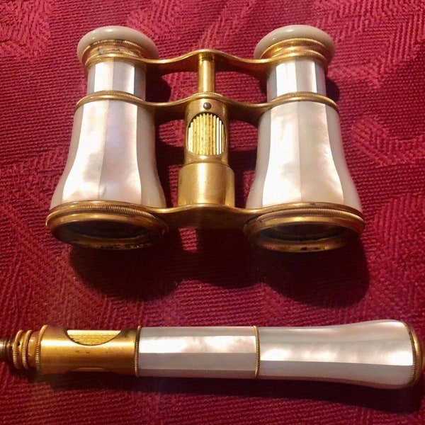 Antique French BREVETE SGDG Binoculars Opera Glasses Mother of Pearl