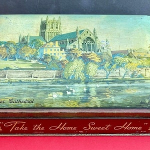 Vintage HARRY VINCENT Blue Bird Toffees Advertising Litho Tin Box England 40’s