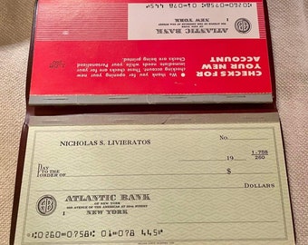 ATLANTIC Bank Of NEW YORK Checkbook of 23 & 6 Unused Cheques