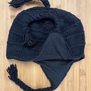 Plain - Sherpa Hats with Ear Flaps and Fleece Lining, Hand Knitted from Nepal image 2