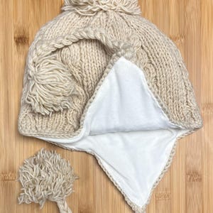 Plain - Sherpa Hats with Ear Flaps and Fleece Lining, Hand Knitted from Nepal image 8