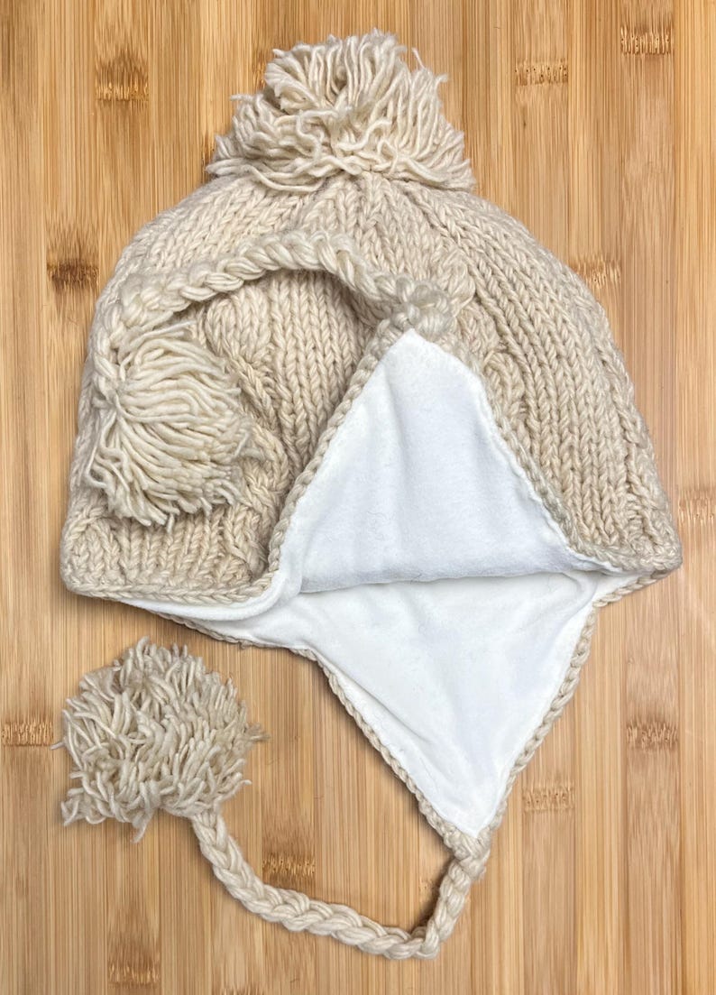 Plain - Sherpa Hats with Ear Flaps and Fleece Lining, Hand Knitted from Nepal image 8