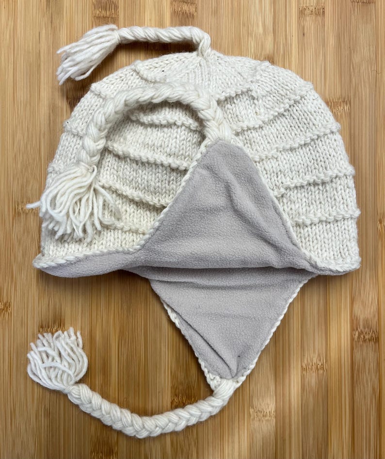 Plain - Sherpa Hats with Ear Flaps and Fleece Lining, Hand Knitted from Nepal image 4