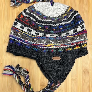 Sherpa Hats with Ear Flaps and Fleece Lining, Hand Knitted from Nepal, Multiple Styles