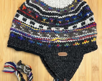 Chapeaux Sherpa avec cache-oreilles et doublure en polaire, tricotés à la main du Népal, plusieurs styles