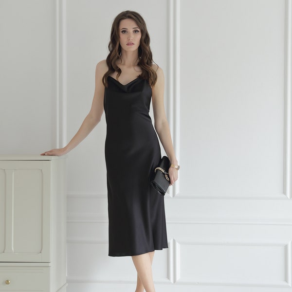 midi slip dress silk