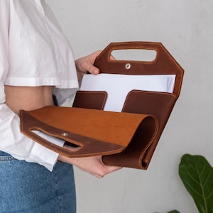 Borsa portadocumenti in pelle, Cartella portadocumenti in pelle, Portadocumenti personalizzato, Cartella portadocumenti A5, Organizer per documenti A4, Cartella portadocumenti A3