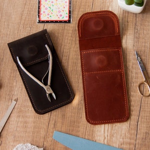 Leather manicure case,Manicure pouch,Scissors case holder,Leather manicure organizer,Leather scissors case,Leather tweezer pouch