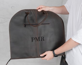 Leather suit bag, Leather suit case, Travel suit garment bag, Personalized suit bag, Suit carrier, Leather gift for him, Leather garment bag