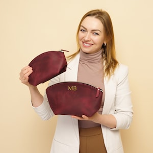 Borsa per il trucco personalizzata in pelle, Borse per il trucco personalizzate per donna, Borsa per cosmetici in pelle, Borsa da toilette personalizzata, Borsa per il trucco in pelle da donna