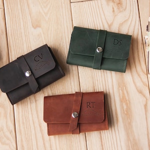 Cartera de pesca con mosca de cuero personalizada, regalo de pescador para hombres, bolsa de moscas de cuero, regalos de pesca con mosca, billetera de mosca de cuero, regalos de pesca hombres