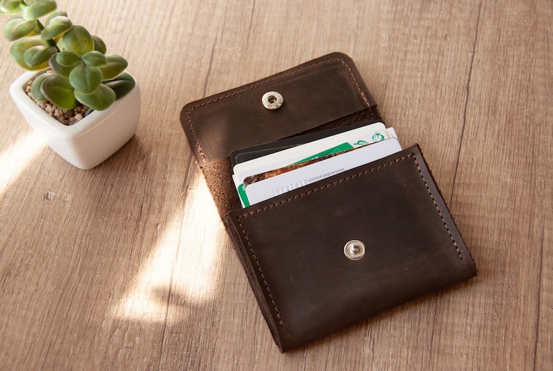 Business card holder for men,Leather credit card holder,Leather business card case,Minimalist card wallet,Leather business card holder image 1