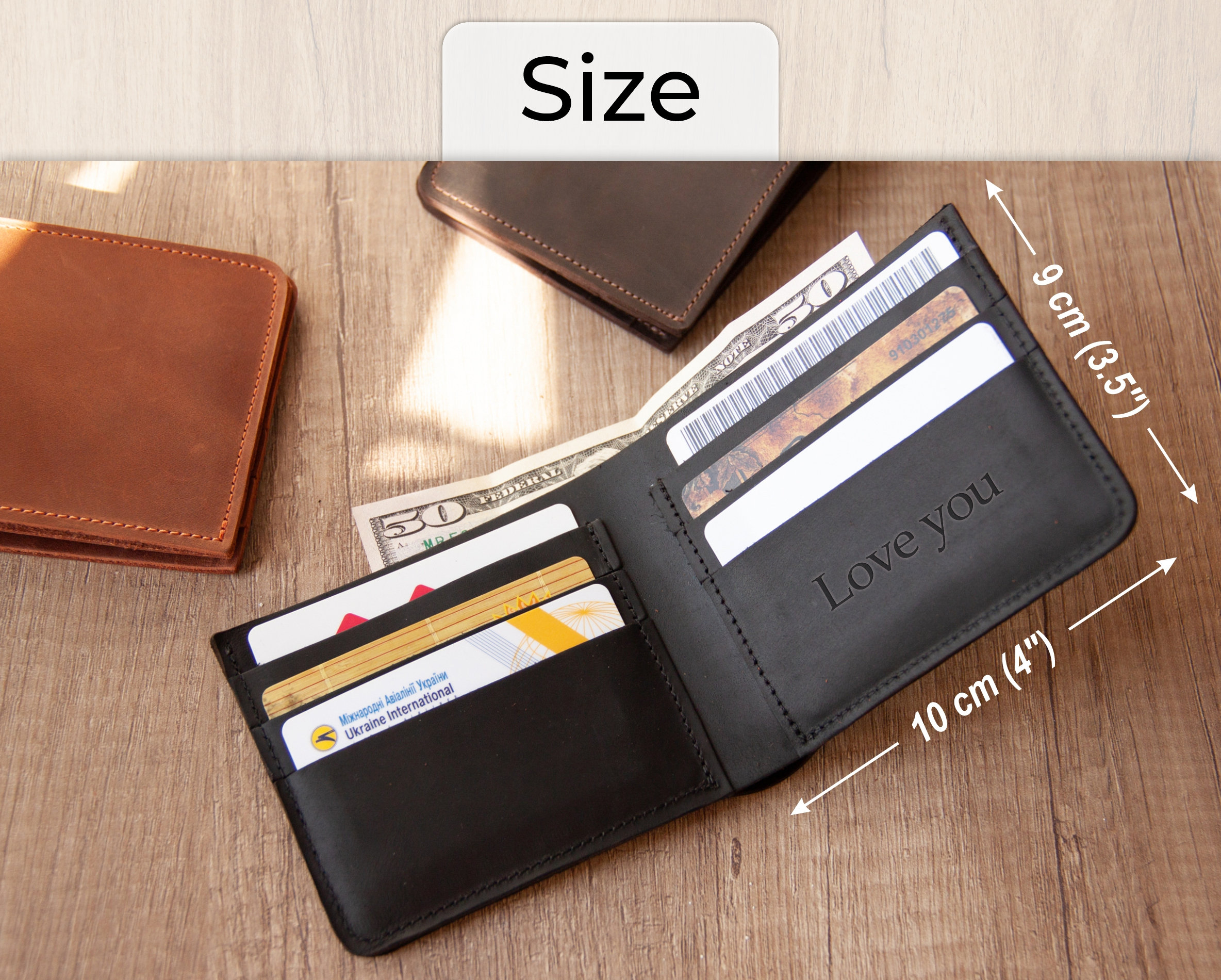 Leather Wallet for Men Engraved, Mens Wallet Leather Handmade