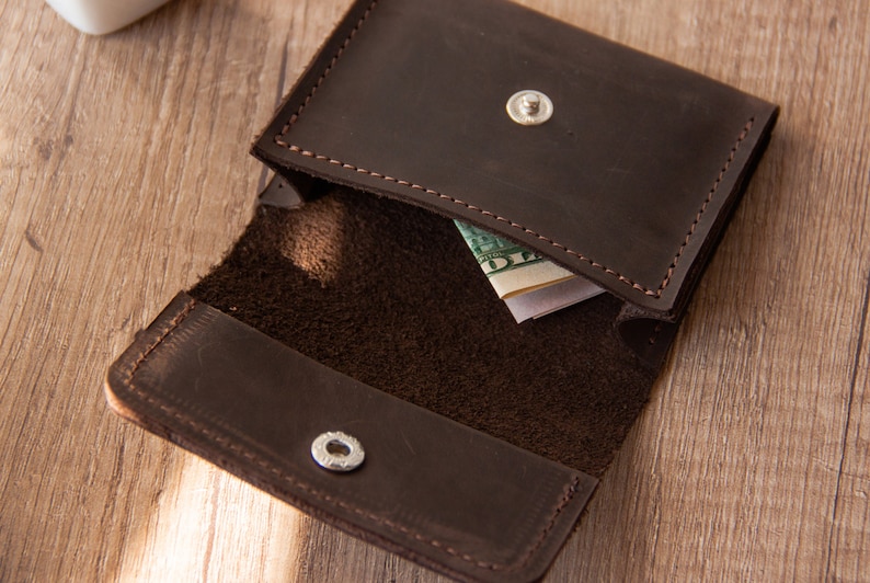 Business card holder for men,Leather credit card holder,Leather business card case,Minimalist card wallet,Leather business card holder image 3