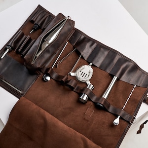 Custom bartender tool bag, Bartender gifts, Leather bartender bag, Gift for bartender, Cocktail tools bag, Bartender tools holder leather