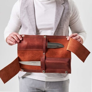 Personalized leather knife case, Leather knife bag, Knife holder bag leather, Leather organizer for knives, Chef knife case, Chefs bag