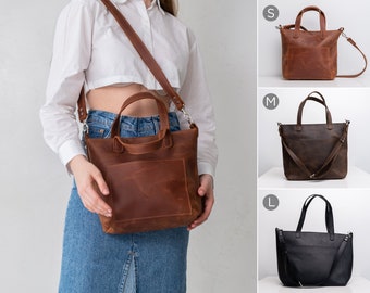 Sac fourre-tout en cuir pour femme personnalisé, sac fourre-tout en cuir avec fermeture éclair, poignées de sac fourre-tout en cuir, sac fourre-tout à bandoulière, sac fourre-tout gravé