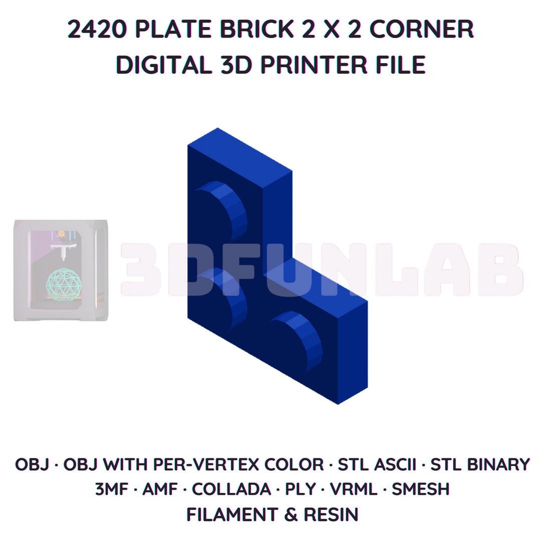 2420 Plate Brick 2 X 2 Corner, Digital 3d Printer File, Basic ...