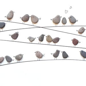 Set di mini ciottoli a forma di uccello, crea la tua cornice per foto o quadri, famiglia di ciottoli, tempo libero creativo, regalo fai da te