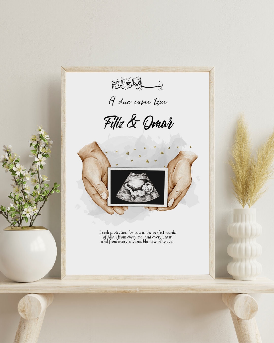 Muslim Pregnancy Announcement, Muslim Family Portrait, Islamic Gift