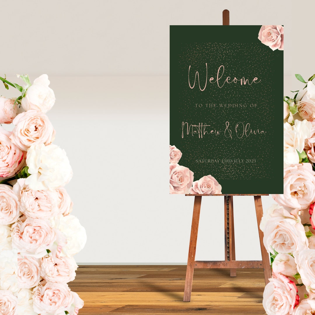Emerald Green Welcome Wedding Sign Template, Modern Editable Welcome ...