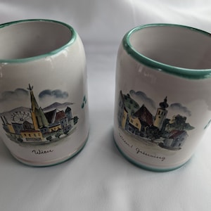 Two (2) Vintage Austrian GMUNDNER KERAMIK Stein Mugs
