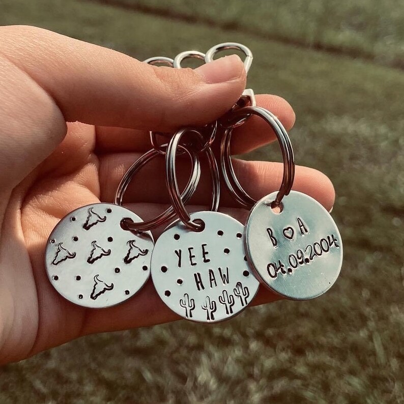 Circle Keychains Types Custom Stamped Circle Keychain - Etsy