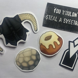 Skyrim elder scrolls stickers set matte finish  helmet Viking dark fantasy meridias beacon video game retro sweetroll gift