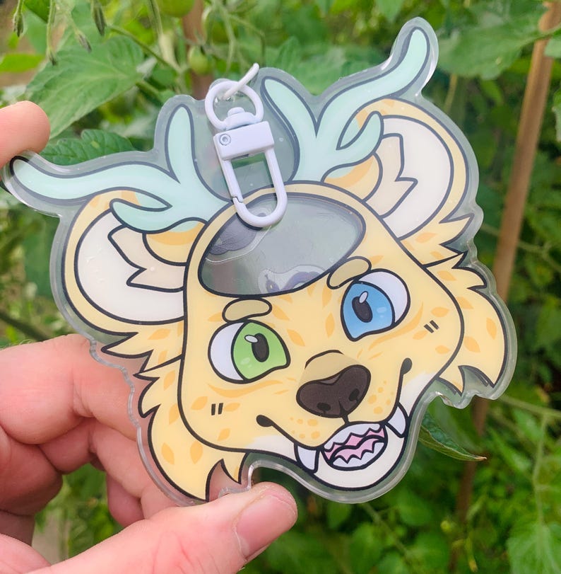 Benutzerdefinierte pelzigen fursona Kopfschuss Abzeichen Shaker Schlüsselanhänger Charme Rassel oc fursuits Acryl-Kunst von mir benutzerdefinierte pelzigen Kunstwerk physikalisch Bild 10