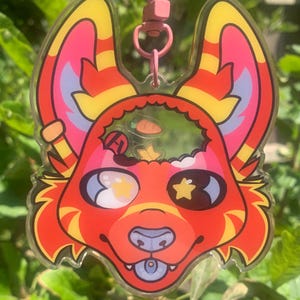 Benutzerdefinierte pelzigen fursona Kopfschuss Abzeichen Shaker Schlüsselanhänger Charme Rassel oc fursuits Acryl-Kunst von mir benutzerdefinierte pelzigen Kunstwerk physikalisch Bild 2
