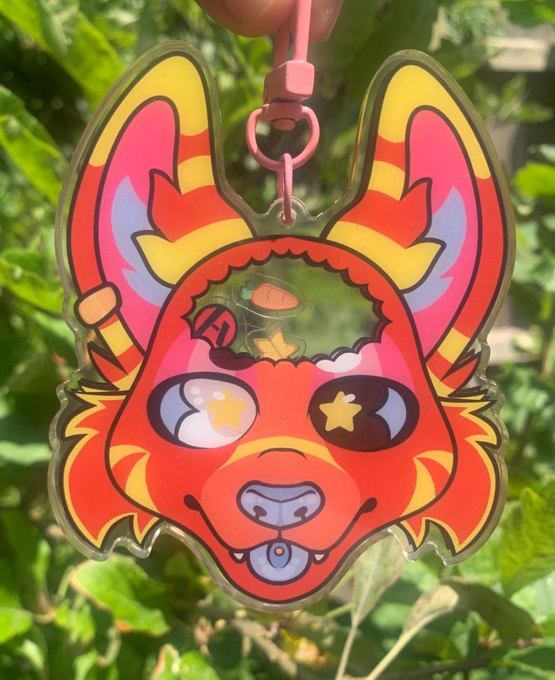 Benutzerdefinierte pelzigen fursona Kopfschuss Abzeichen Shaker Schlüsselanhänger Charme Rassel oc fursuits Acryl-Kunst von mir benutzerdefinierte pelzigen Kunstwerk physikalisch Bild 2