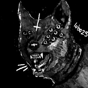 Creepy fursona black and white furry headshots