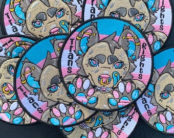 Iron-on patch! trans rights transgender furry  hyena attack