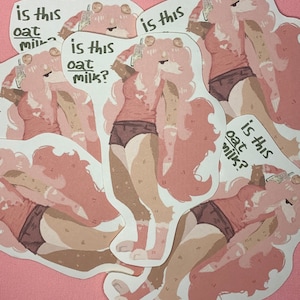 Régime végétarien végétalien pour intolérance au lactose et allergies au lactose Besoins alimentaires « Est-ce du lait d'avoine ? Sticker à fourrure fursona droits des animaux politique