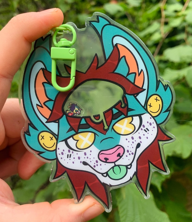 Benutzerdefinierte pelzigen fursona Kopfschuss Abzeichen Shaker Schlüsselanhänger Charme Rassel oc fursuits Acryl-Kunst von mir benutzerdefinierte pelzigen Kunstwerk physikalisch Bild 9
