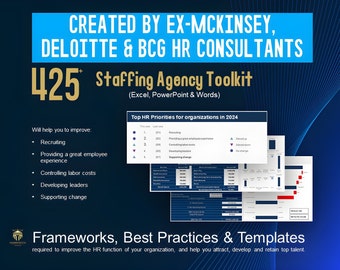 Staffing Agency: Recruitment - Dashboard, Tracker, Plan, Planner, Gifts,  Agreement, Metrics, Contract, Branding, Marketing