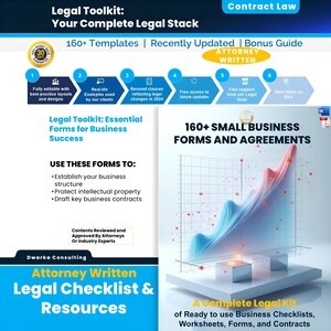 Legal Contract Template Bundle | Legal Forms & Organizer Templates for Compliance Agreements, Forms, Guide